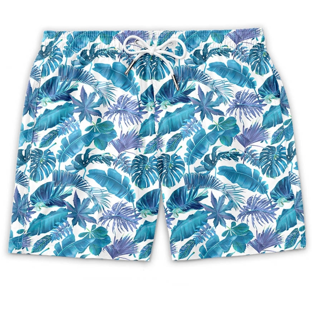 Shorts Praia Masculino Mauricinho Estampado Florido Azul Atacado
