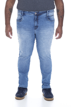 Calça Jeans Skinny Masculina Plus Size Blue Three