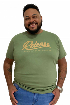 Camiseta Masculina Plus Size Estampada Release