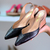 Sapato Feminino Em Couro Estilo Chanel Bico fino Salto Médio 8422 - loja online