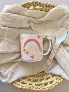 Taza con cuchara Arcoíris