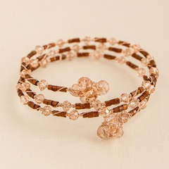 18k gold-plated bracelet, embroidered with crystals and jablonex stones in brown tones.