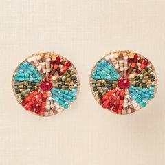 Colorful 18k gold-plated earring, embroidered with crystal and colored jablonex stones.