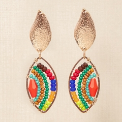 18k gold-plated earring, embroidered with crystal and a mix of colored jablonex stones.