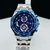 Linha Diamante Edifice Funcional - Prata e azul - Pulseira de aço - À PROVA D' ÁGUA - cod100