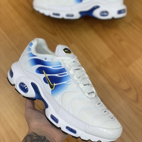 NIKE AIR MAX TN (BRANCO, AZUL E AMARELO)