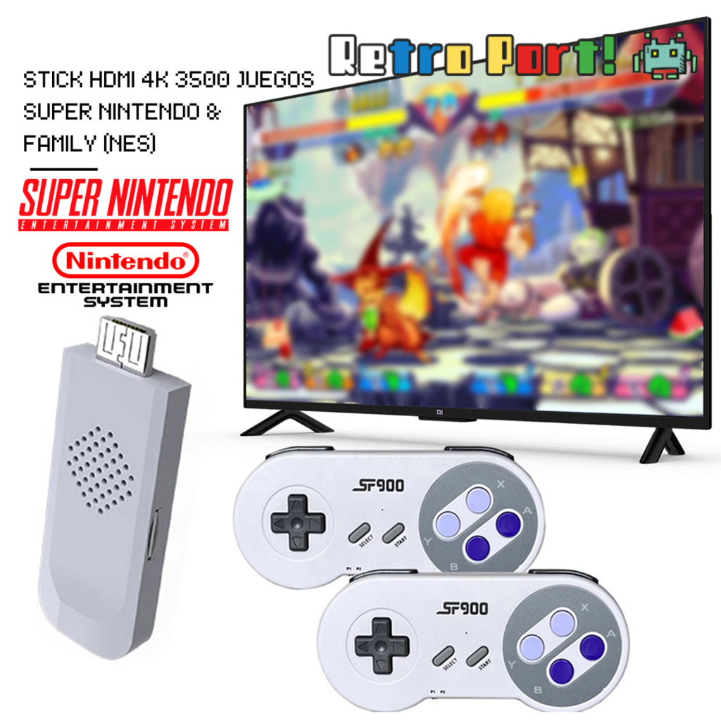 Consola Retro Stick HDMI Super Nintendo y Family Game 3500 Juegos Cole