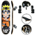 Skate Completo Montado Black Star Narutu + Kit Proteção Unitoys