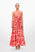 Maxi vestido paneles estampado toille rojo - comprar en línea