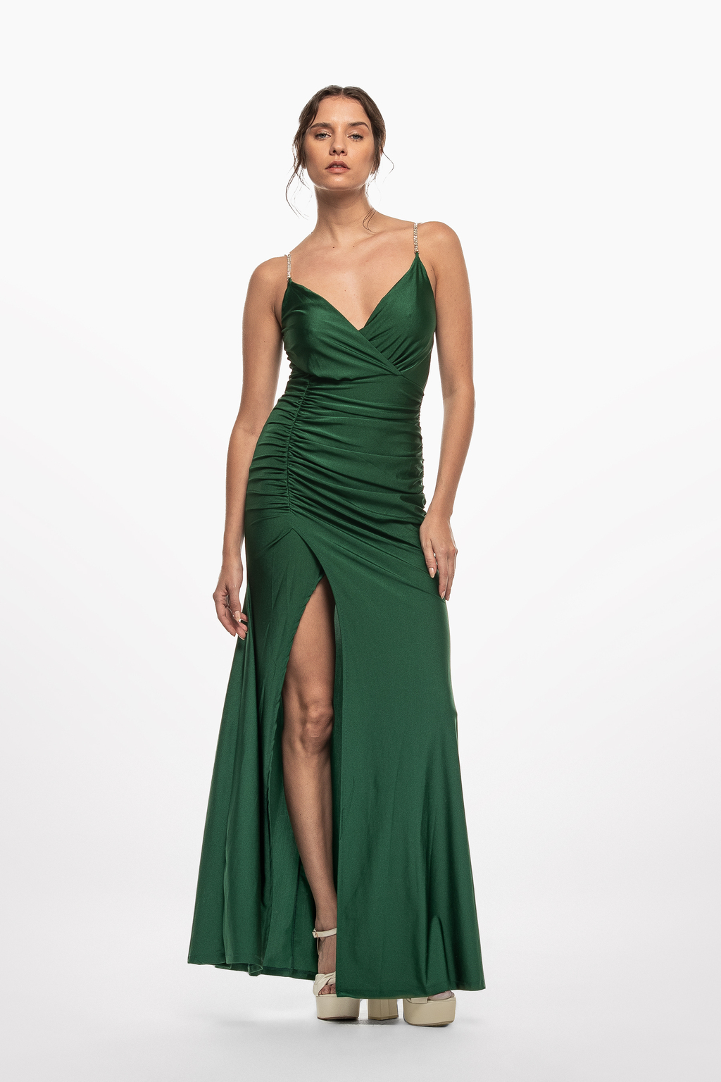 Vestido largo raja lateral best sale