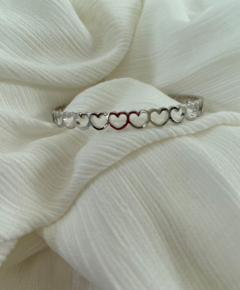 Bracelete corações ródio branco - comprar online