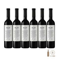 Seis botellas de vino Iscay Malbec - Cabernet Franc de la bodega Trapiche, cada una de 750 cc.