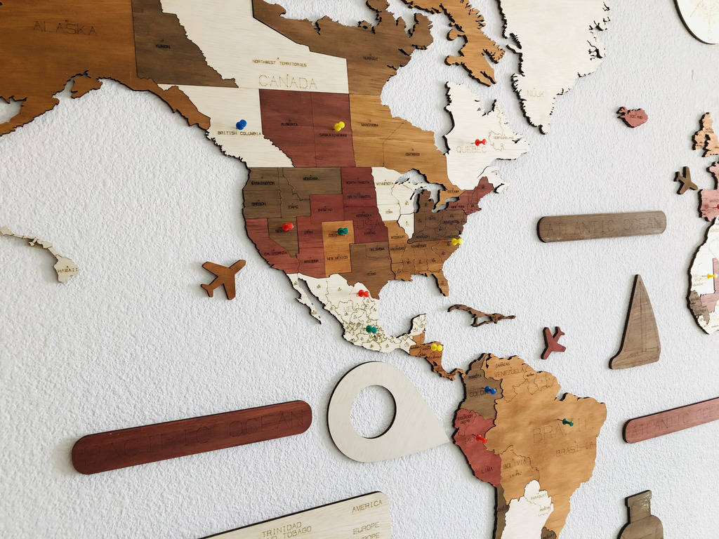 Mapa del mundo de pared, alfiler de madera, mapa de corcho, viaje  personalizado, mapa de madera, arte, decoración de oficina, regalo de  inauguración de la casa para viajeros -  México