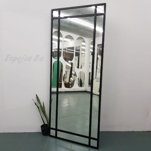 Espejo Vidrio Repartido Marco De Hierro 080x180 Industrial - $ 146.916