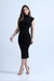 Vestido Ombreira Midi Tecido Viscose Com Elastano Preto - comprar online