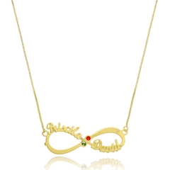 COLAR INFINITO COM NOME PERSONALIZADO E ZIRCONIA - CL314 BANHADO OURO 18K