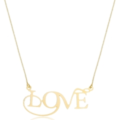 COLAR LOVE DESENHADO - CL 713 BANHADO OURO 18K