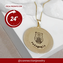 COLAR REDONDO PROFISSÃO COM BORDA TRABALHADA - OURO 18K EX 0034 - comprar online