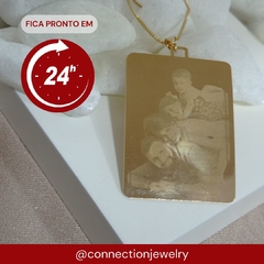 COLAR RETANGULO FOTOGRAVAÇÃO - OURO 18K EX 0070 - comprar online