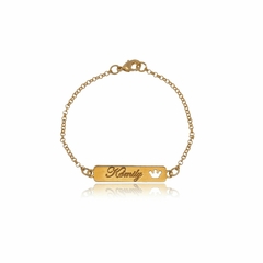 PULSEIRA INFANTIL COM NOME PERSONALIZADO E COROA - PL 01 BANHADO OURO 18K