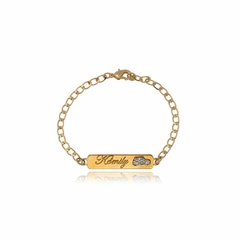 PULSEIRA INFANTIL COM NOME PERSONALIZADO DETALHE EM RÓDIO - PL 11 BANHADO OURO 18K