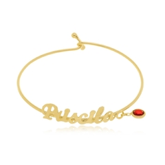 PULSEIRA COM NOME PERSONALIZADO E BERLOQUE NO FINAL - PL 208 BANHADO OURO 18K