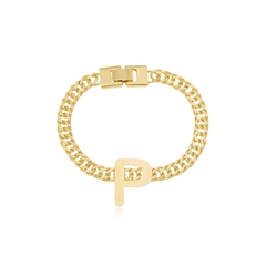 PULSEIRA COM INICIAL EM CORRENTE GRUMMET - PL 209 BANHADO OURO 18K