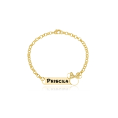 PULSEIRA COM NOME PERSONALIZADO FONTE E BONECO ESPECIAL - PL 213 BANHADO OURO 18K