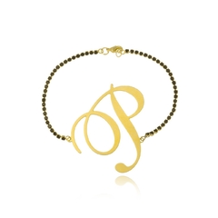 PULSEIRA INICIAL CURSIVA - PL 89 BANHADO OURO 18K