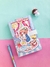 CADERNO LUXO MENININHA KAWAII  AZUL  COM FOLHAS DECORADAS FECHAMENTO IMÃ