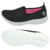 Tênis Feminino Confortável Caminhada e Academia Sem Cadarço Slip On Calce Fácil Leve Zeus 1X Preto/Pink - loja online