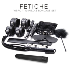 ST KIT VIBRO + 10 PIEZAS BONDAGE SET BLACK - ST-KIT-0096