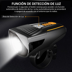 Luz Bicicleta Inteligente Bc23 Recargable + Soporte Casco - TecnojuegosBahia