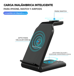 Cargador Inalámbrico Rápido Qi 15w P/ Samsung iPhone 3 En 1 - TecnojuegosBahia