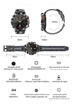 Imagen de Smartwatch K59 Reloj Inteligente Outdoor Táctico Sport Militar