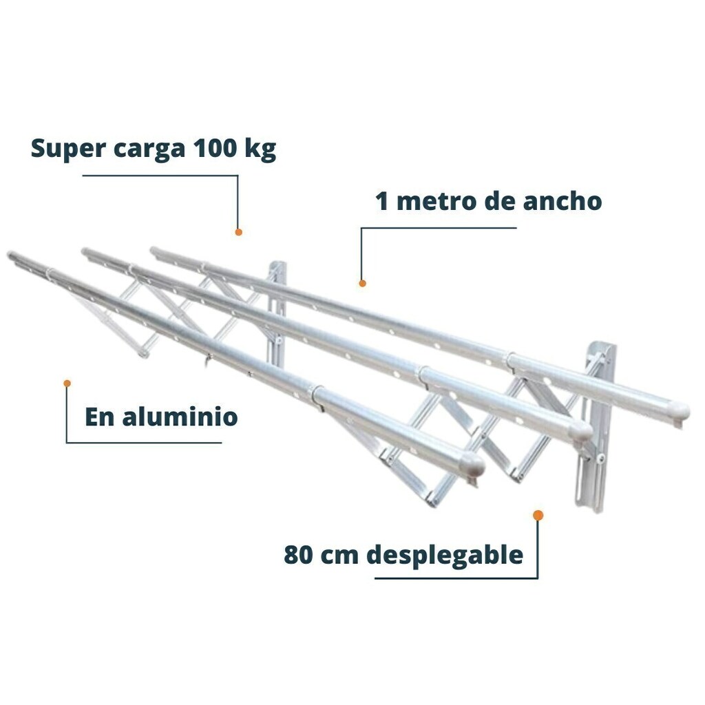 Tendedero de ropa plegable en aluminio de 1 metro super carga 100kg