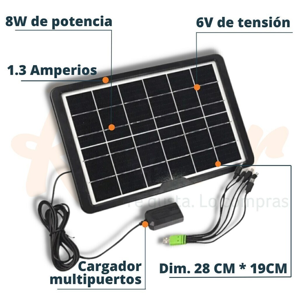 Panel solar portátil 8w cargador para celulares tablets powerbank