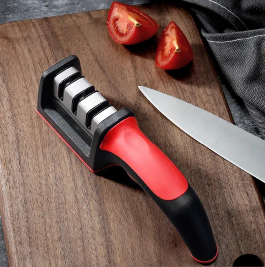 Afiador profissional de facas de aço inoxidável com 3 apontadores  profissionai