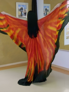 Véu Wings Em Seda Pura Pintado à Mão - Fogo - comprar online