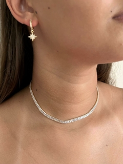 Choker Luxo Baguete- Banhado a Ouro 18k ( 30 cm + 10 extensor)