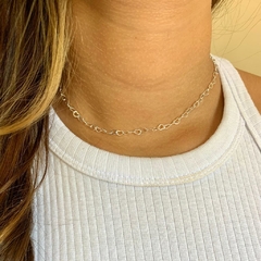 Choker Elo Coração - Banhado a Prata (45cm)