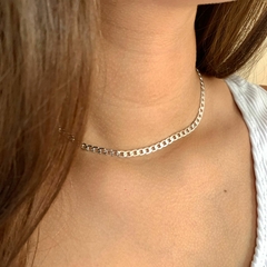 choker corrente banhado a prata 35cm mais um extensor de 5cm - loja online