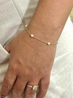 Pulseira Pérola - Banhado a Ouro ( 17cm + 4 extensor)