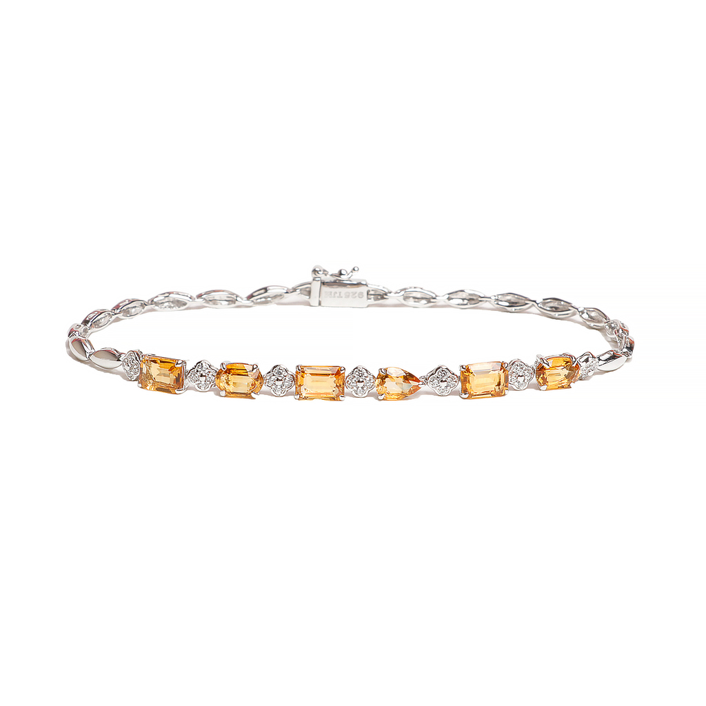 Silver bracelet with Yellow Citrines