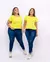 T-shirt Malha Penteada Skinny ao Plus Size - Amarelo Neon Vibes - comprar online