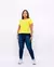 T-shirt Malha Penteada Skinny ao Plus Size - Amarelo Neon Vibes - loja online