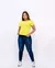 T-shirt Malha Penteada Skinny ao Plus Size - Amarelo Neon Vibes