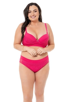 603- CONJUNTO PLUS SIZE RENDADO CINTA DUPLA - CALCINHA FIO DUPLO