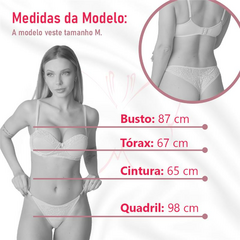 673- CONJUNTO CROPPED EM MICROFIBRA COM DETALHES EM RENDA - CALCINHA FIO DUPLO