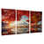 Quadro Decorativo 3 Telas Paisagem Por do Sol Árvore Vermelha Monte Fuji - comprar online